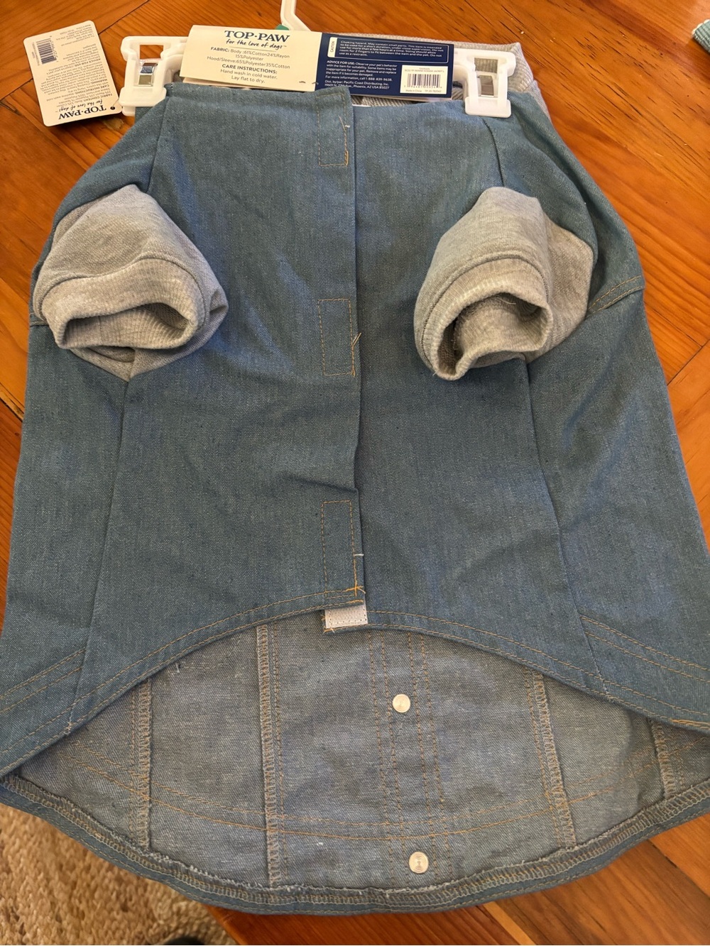 Top Paw Blue Denim Jacket with Gray Hood for Fido. LARGE Pup 🐾 - Picture 3 of 4